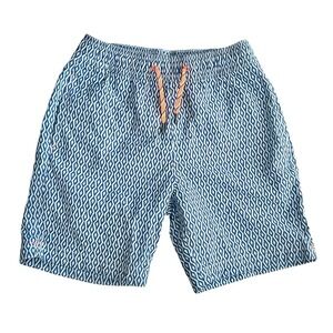 J Crew Crewcuts Boys Swim Trunks Size 12 Blue Diamond Mesh Lined Pockets Beach